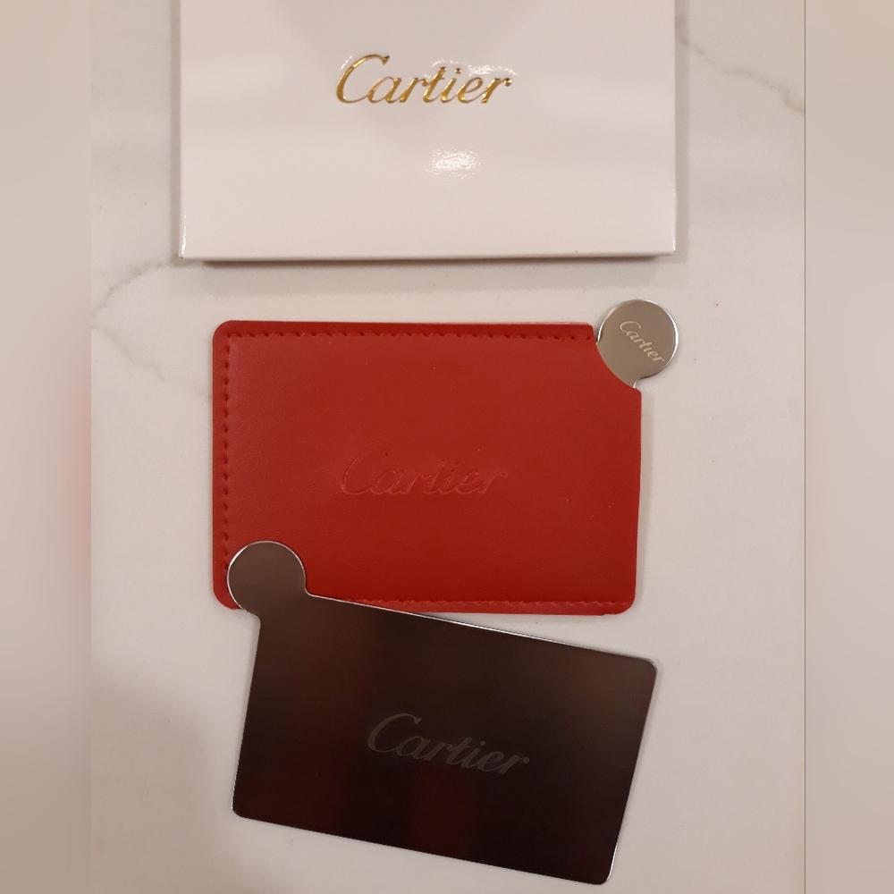 Cartier Red and Silver Card Holder Set - Picture 3 of 4